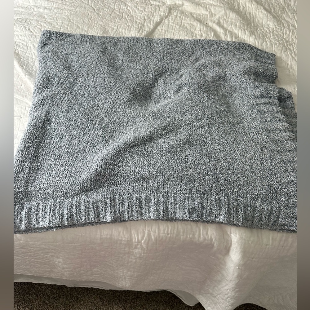 Cozy Knit Blanket - Dusty Blue